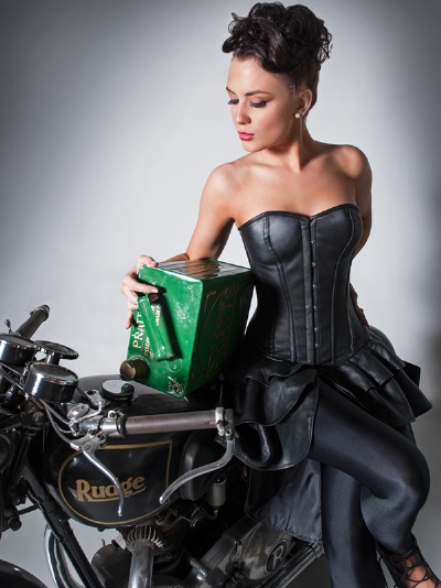 Black Leather Overbust Corset Dress - BEC527